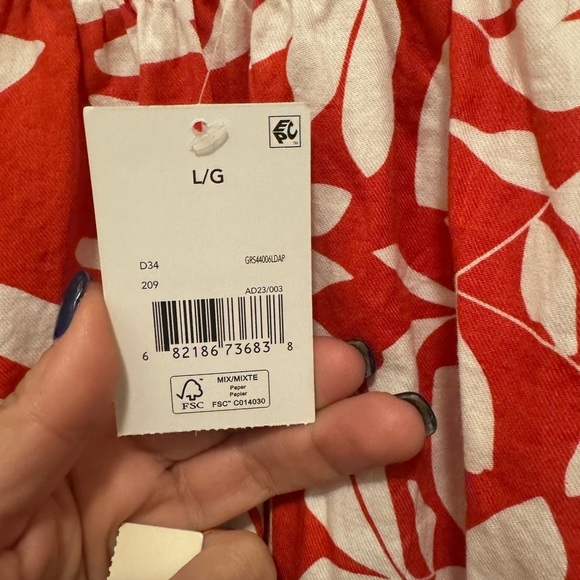 NWT 100%Cotton Coral and White Maxi Dress - Picture 8 of 8